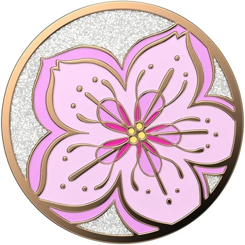Miniatura 5 de PopSockets Agarre adhesivo para teléfono, soporte, soporte para teléfono, esmalte - flor de cerezo con purpurina Flor de purpurina