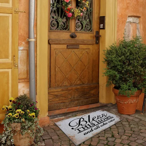 Miniatura 6 de Nogrit Vintage Bless This Home and All Who Enter - Tapete impermeable para puerta de entrada al aire libre, 17 x 30 pulgadas, tapete antideslizante