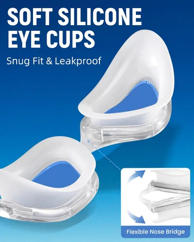 Miniatura 3 de Keary Gafas de natación para adultos para hombres y mujeres, gafas de natación para jóvenes, protección UV, antivaho, gafas de agua para piscina Azul