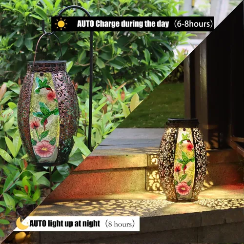 Miniatura 3 de Lámpara Solar de Colibrí Larekook para Exteriores Impermeable, Lámpara Colgante Grande de Metal de 13" Decorativa, Luces Solares de Colibrí