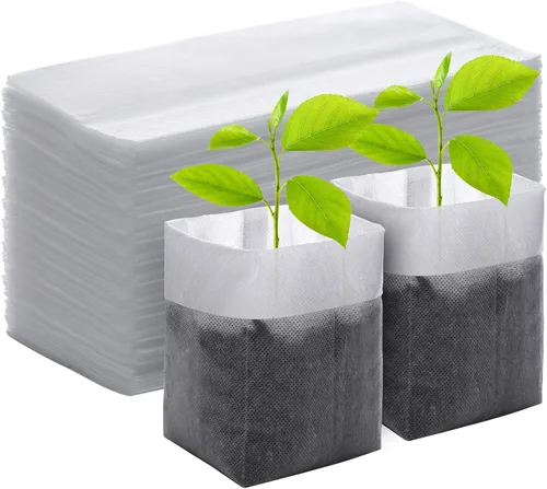 Greaner 100 bolsas de cultivo de vivero grandes, 7.8 x 8.6 pulgadas, bolsa de cultivo de plántulas de tela biodegradable no tejida, bolsas de