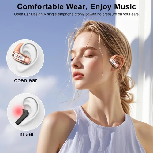 Miniatura 4 de Auriculares de oreja abierta, auriculares Bluetooth 5.4, 50 horas, auriculares de conducción de aire, auriculares estéreo HD con ganchos