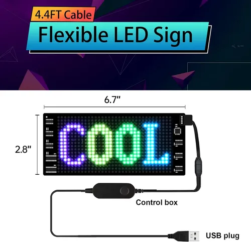 Miniatura 4 de Letreros LED para Coche, Control Programable por Aplicación Bluetooth, Editor de Texto DIY, Patrones, Animaciones para Coche, Sala