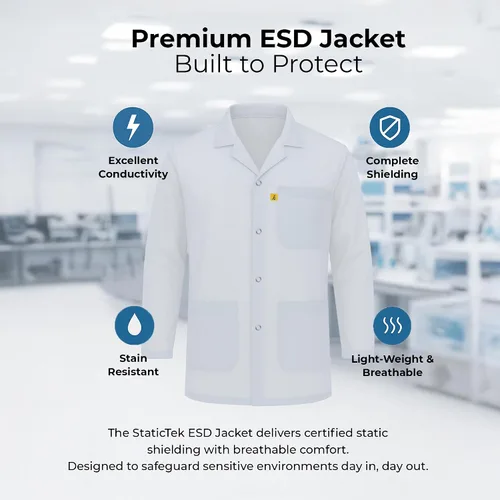 Miniatura 2 de ESD Jacket with Snap Cuff - Level 3 Certified Anti-Static Smock - Lightweight Protective Workwear for Electronics & Labs