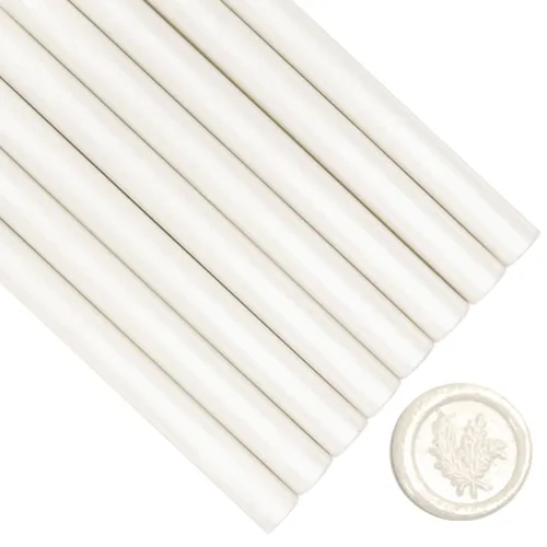 8 varillas de sello de cera blanca perla para pistola de pegamento de 0.43 pulgadas, ideal para invitaciones de boda, paquetes de vino, sobres de