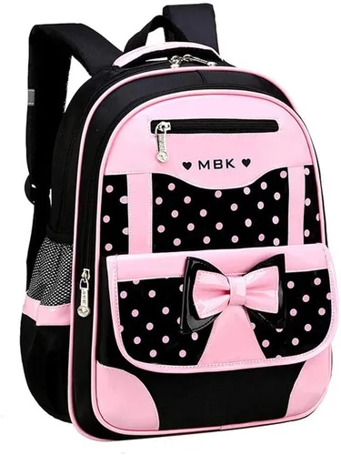 Miniatura 19 de Juego de 2 mochilas escolares con lazos para niñas y estudiantes, diseño de princesa para escuela primaria, 2pcs Negro-s, 2Pcs BagSet S