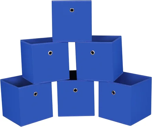 Miniatura 9 de Cubos de Almacenamiento Plegables Negros Contenedores, Cubos de Almacenamiento de Tela de 11 Pulgadas, Cajas de Almacenamiento de Tela, Cubos