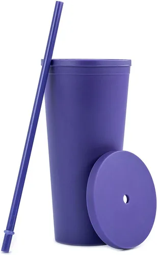 Miniatura 9 de Vasos con tapas de 22 oz de acrílico de color para llevar de viaje, tazas de viaje con tapas y pajitas