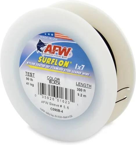 Miniatura 79 de Alambre de pesca americano Surflon recubierto de nailon 1x7 de acero inoxidable, línea líder de pesca para agua salada, prueba de 10 libras - prueba