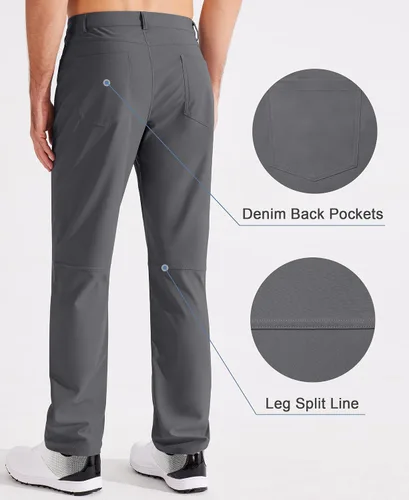 Miniatura 2 de Libin Pantalones de golf ajustados para hombre de 29 pulgadas, 30 pulgadas, 32 pulgadas, casuales, elásticos, pantalones de vestir para trabajo