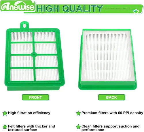 Miniatura 3 de Anewise Filtro Hepa para Electrolux Harmony Oxygen EL4335A H12 EL6985 EL012B EL012W EL6988 EL5010 HF12 HF1 Filtros verticales/recipientes de vacío