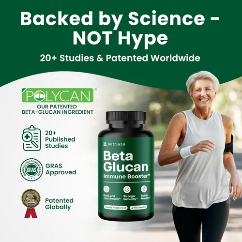 Miniatura 3 de Nutriana Suplementos de beta glucano de 1000 mg – Cápsulas de beta glucano 1,3/1,6D para apoyo inmunológico – Suplemento de fibra beta glucanos