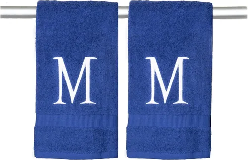 Miniatura 291 de Toalla de mano con inicial beige para baño, toalla bordada decorativa de calidad de hotel de lujo con monograma para tocador, spa, certificado