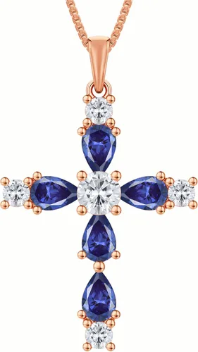 Miniatura 160 de YL Collar de cruz de plata de ley 925 con colgante de piedra natal religiosa para mujer