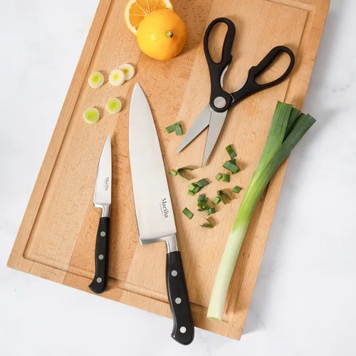 Miniatura 5 de Martha Stewart Carverton Juego de 15 cuchillos de cocina de acero inoxidable de alto carbono con mango forjado de ABS triple remache y bloque
