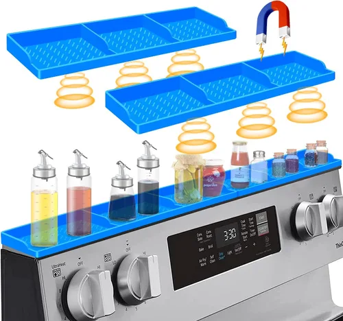 Miniatura 10 de Hydream Estufa de silicona para estante, magnético de 30 pulgadas sobre la estufa, estante de especias, imán organizador de cocina sobre la parte
