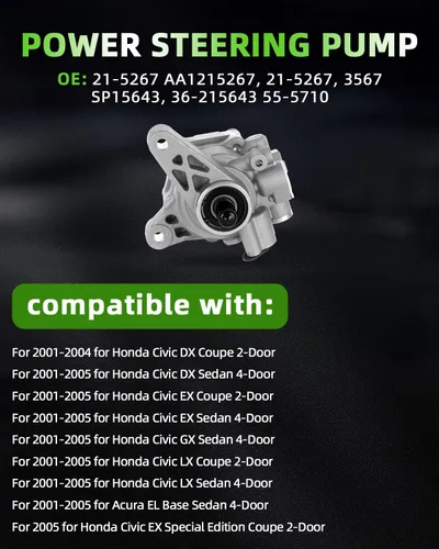 Miniatura 2 de SCITOO Bomba de dirección asistida Compatible para 2001 2002 2003 2004 2005 para Acura EL, 2001 2002 2003 2004 2005 para Honda Civic, Kit de bomba