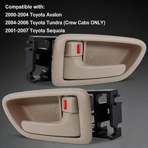 Miniatura 4 de 2 manijas interiores para puerta del lado del conductor y del pasajero para Toyota Sequoia 2001-07, Avalon 2000-2004, Tundra 2004-2006 - Solo cabina