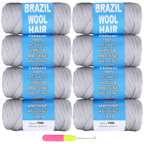 Miniatura 18 de COOKOO 2 rollos de hilo de lana brasileña color negro natural para cabello trenzado de ganchillo, trenzas, torsión, urdimbres, torsión senegalesa
