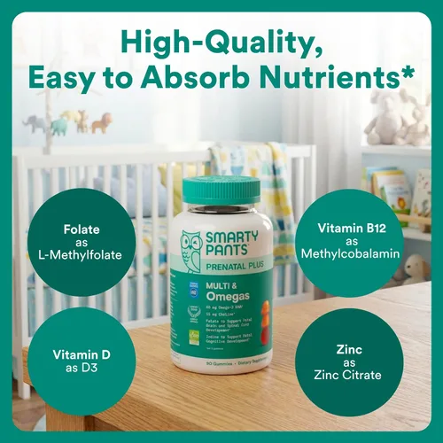 Miniatura 6 de SmartyPants Gomitas multivitamínicas prenatales - Fórmula mejorada: Omega 3 (DHA/EPA), metilfolato, biotina, vitamina D3, C, vitamina B12, B6