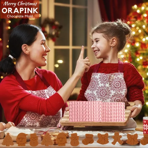 Miniatura 5 de 1 molde de silicona para chocolate de Navidad, hombre de jengibre, árbol de Navidad, Papá Noel, medias, muñeco de nieve y campana, moldes 3D