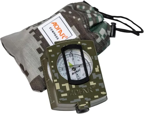 Miniatura 6 de AOFAR Military Compass,AF-4580 Lensatic Sighting, Waterproof and Shakeproof with Map Measurer Distance Calculator, Pouch for Camping, Hiking Negro