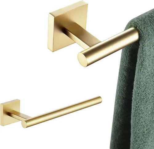KOKOSIRI Toallero de 12 pulgadas para baño, toallero de mano, toallero, anillo de toalla de oro cepillado B4005BG-L12+B3008BG