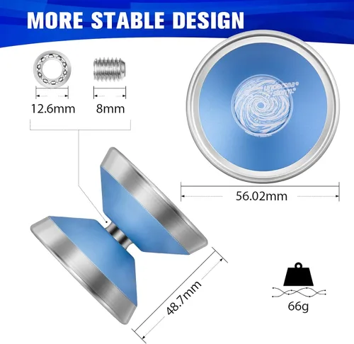 Miniatura 5 de S1 Yoyo profesional sin respuesta para niños y adultos, juguete de Yoyo bimetálico de alto rendimiento para principiantes a jugadores avanzados