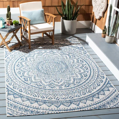 Miniatura 20 de SAFAVIEH Alfombra lavable para exteriores, colección Courtyard - Pasillo de 2.3 x 8 pies, color beige claro y marrón claro, no desprende pelusa