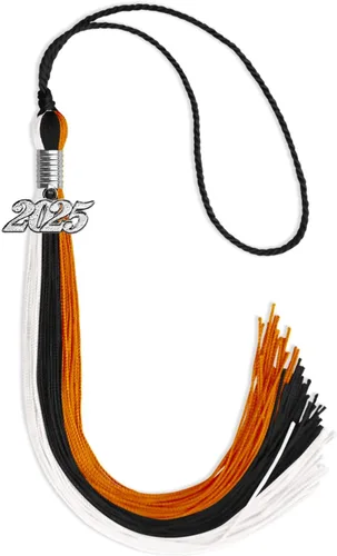 Miniatura 96 de Endea Graduation Borla de triple color con gota de fecha plateada (negro/dorado/granate, 2020)