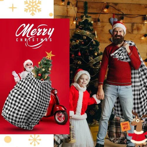 Miniatura 4 de Teling Bolsa de almacenamiento para árbol de Navidad de 7.5 pies, bolsa de plástico para quitar y desechar (negro y blanco)