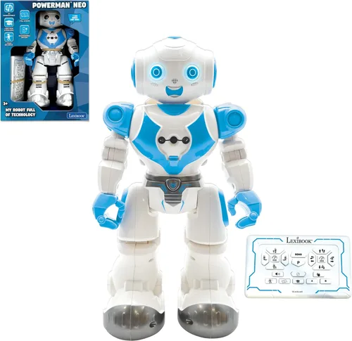 Miniatura 13 de LEXiBOOK Powerman - Robot de juguete con control remoto que camina y habla, baila, canta, lee historias, quiz de matemáticas, dispara discos e imita