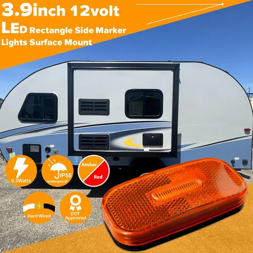 Miniatura 2 de Marcador de remolque Luz LED para RV Camper Led Lado Marcador Luz Ámbar Iluminación 12 voltios 3.9 pulgadas Montaje en superficie