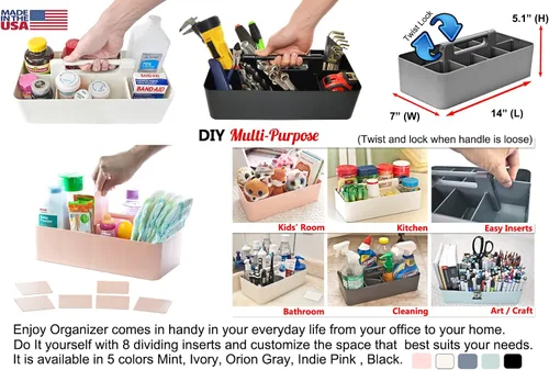 Miniatura 4 de Nuevo Organizador de Maquillaje Portátil de Plástico Caddy Tote Cesta Dividida con Asa, para Almacenamiento de Baño - Contiene Brochas de Maquillaje