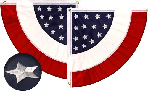 G128 Bandera de abanico plisada de Estados Unidos, estrella de 1.5 x 1.5 pies, círculo central, decoración patriótica del 4 de julio, estrellas y