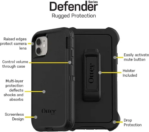 Miniatura 6 de OtterBox Defender Series - Funda para iPhone 11, color morado (PURPLE NEBULA - WINSOME ORCHID/NIGHT PURPLE), resistente y duradera, con protección