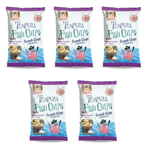 Miniatura 17 de Swashbuckle Snacks Chips de Calamar Crujientes con Sabor a Queso Tempura 5.29oz (150g), Hecho en Japón, Otsumami