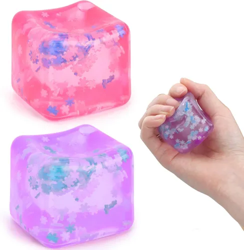 Miniatura 8 de Gretex juguete de ansiedad para todas las edades: paquete de 2 unidades de bola de estrés de hielo blanda sensorial, juguete esponjoso de compresión
