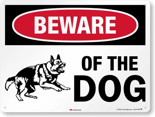 Miniatura 13 de SmartSign Letrero de metal con gráfico "Beware of The Dog" de 7 x 10 pulgadas, aluminio laminado a prueba de óxido, rojo, negro y blanco, fabricado