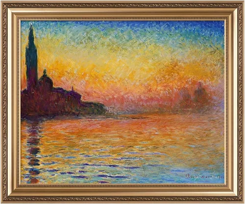 Miniatura 26 de IPIC - Reproducción artística de los lirios de agua de Claude Monet 1906, impresiones giclée coinciden con el marco dorado clásico, arte de pared