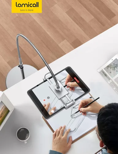 Miniatura 7 de Lamicall Soporte de Piso para Tablet de Cuello de Ganso - Montura Giratoria con Altura Ajustable y Base Estable de 10.6lb, para iPad mini Air Pro