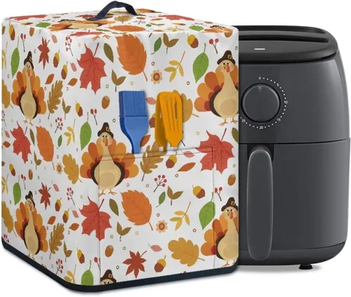 Miniatura 10 de Gomyblomy Funda para electrodomésticos pequeños con diseño de murciélagos, protector de freidora de aire lavable con tema de Halloween, protector