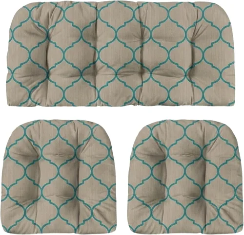 Miniatura 75 de RSH DECOR: Sunbrella 3-Piece Tufted Wicker Cushion Set 44" x 22" & 22" x 22" Outdoor Loveseat & U-Shaped Seat Cushions Crafted with