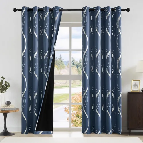 Miniatura 50 de NICETOWN Paneles de Cortinas Opacas para Dormitorio - Tratamiento de Ventanas con Aislamiento Térmico, Ojales Sólidos, Cortinas Opacas con Diseño