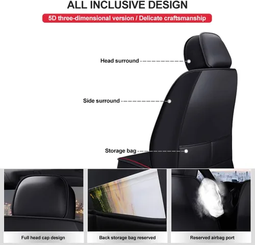 Miniatura 8 de Fundas de asiento de coche estándar de 5 asientos para BM#W 1Series114, 116, 118, 123, 125, 140 vehículos, protector de asiento delantero y trasero