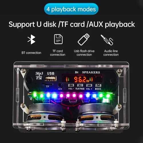 Miniatura 5 de Diymore Kit de altavoz Bluetooth para bricolaje, kit de práctica de soldadura de radio, altavoces duales y control remoto, para soporte