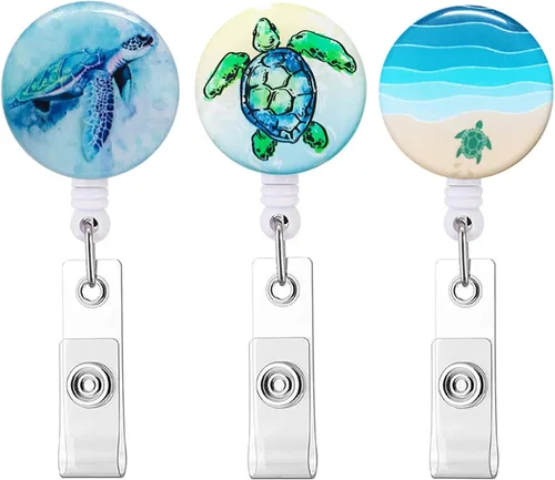 Miniatura 11 de Carrete retráctil para insignias, carretes de insignia de enfermera con clip de cocodrilo, clip decorativo con nombre en portatarjetas de Paquete