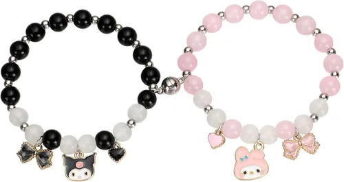 Pulseras para parejas para él y ella, pulseras de relación de novio y novia para parejas, pulseras magnéticas a juego para mejor amiga, pulsera