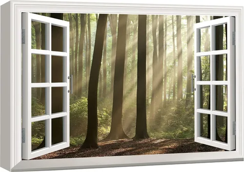 Miniatura 6 de Cuadro decorativo con diseño de ventana moderna blanca con vista, de la marca Wall26®