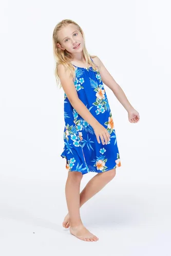 Miniatura 5 de Vestido hawaiano con cuello redondo para niña en hibisco